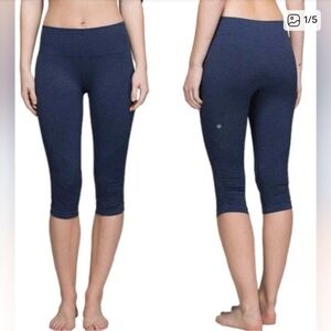 lululemon athletica In The Flow Navy Blue Crop Leggings